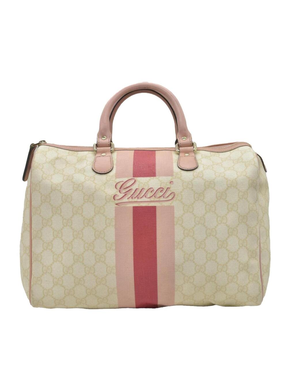 Gucci GG Plus Monogram Web Stripe Medium Joy Boston Pink